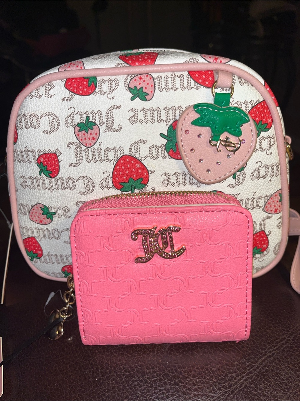 NWT Juicy Couture Multi Ti/Pink Diamond Freshly Picked Crossbody & Wallet